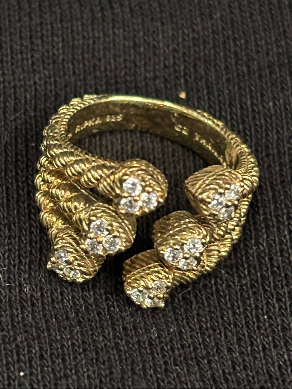 Judith Ripka Gold-Tone Multi-Cluster Crystal Open Rope Ring